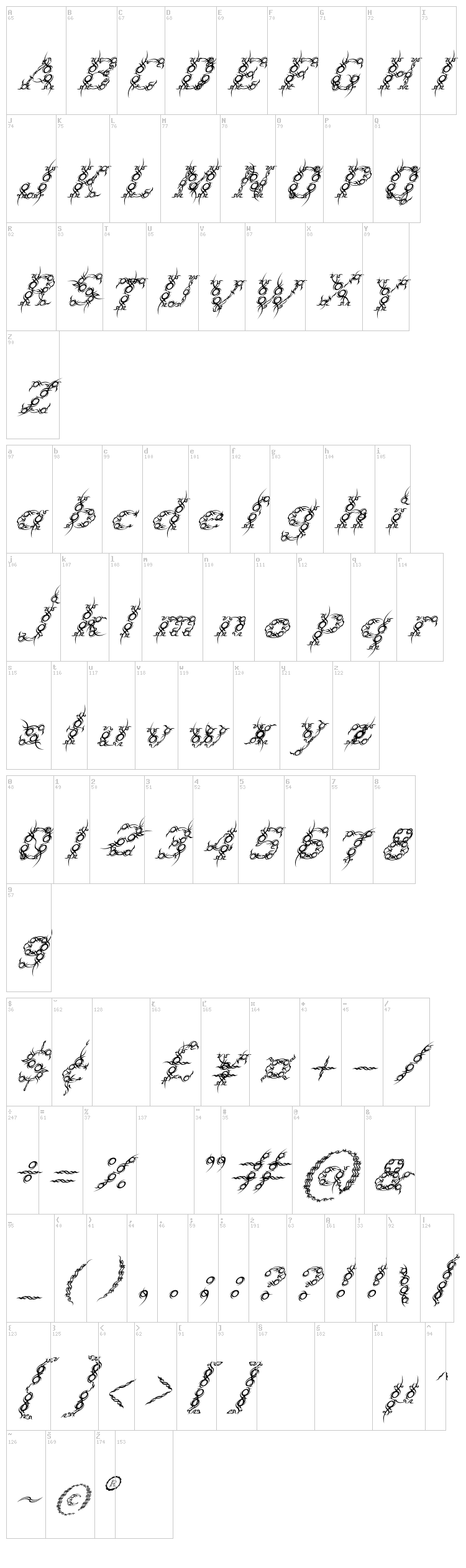 Tribou font map